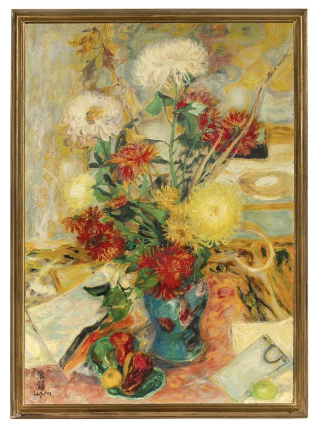 LÊ PHỔ – FLEURS DANS UN VASE BLEU