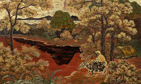 Họa sĩ Đinh Minh: Mục đồng chăn trâu bên bờ sông (1954)