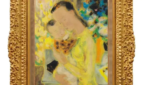 LÊ PHỔ – MẪU TỬ, TÁC PHẨM SƠN DẦU TRÊN LỤA  ĐONG ĐẦY TÌNH CẢM