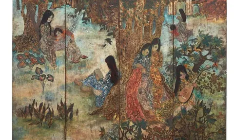 TRẦN VĂN HÀ – “Women in a garden / Procession scene”
