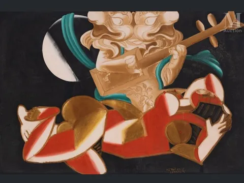 LÊ HUY HOÀ (1932 – 1997) Nghê đánh đàn đáy (Nghê jouant du “đàn đáy”)