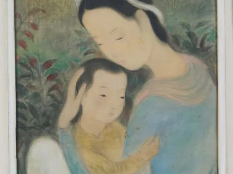 Vũ Cao Đàm (1908–2000) – “Maternity”, 1944 Mực và màu trên lụa, bồi giấy – ký tên góc phải dưới