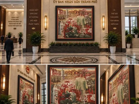 HOẠ SĨ TRẦN GIA BÍCH VẼ CHỦ TỊCH TRẦN DUY HƯNG TRONG NGÀY TIẾP QUẢN THỦ ĐÔ