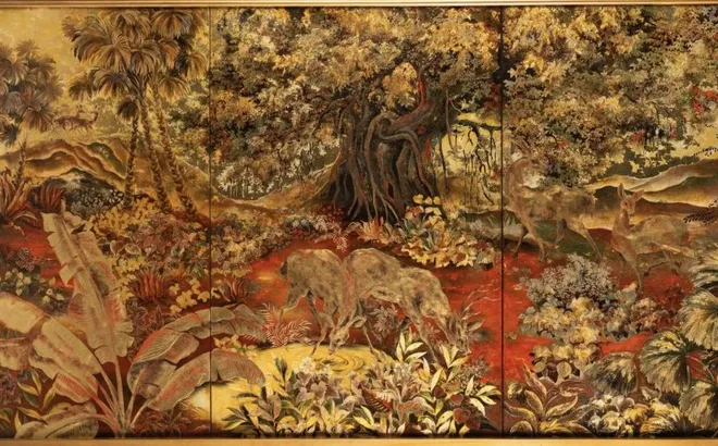 ĐÀN HƯƠU GIỮA RỪNG: KIỆT TÁC SƠN MÀI HIẾM CÓ CỦA HỌA SĨ LÊ THY