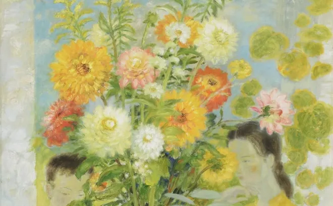 LÊ PHỔ – “LE BOUQUET DE DAHLIAS”: VẺ ĐẸP HOA VÀNG, GỐM XANH