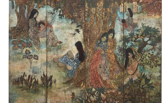 TRẦN VĂN HÀ – “Women in a garden / Procession scene”