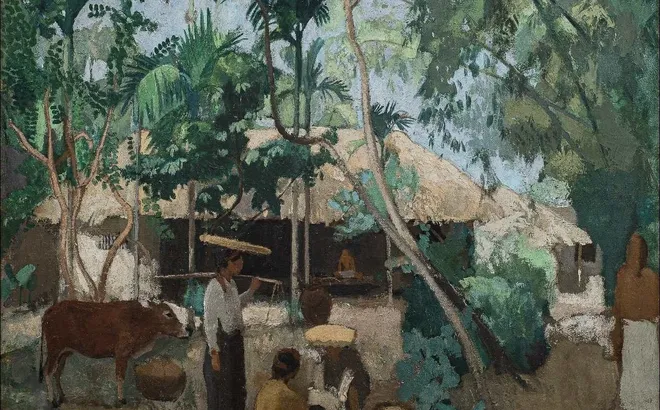 JOSEPH INGUIMBERTY (1896–1971) – “L’ÉCHANGE AU VILLAGE”